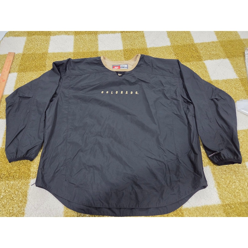 Vintage Nike Team Colorado Buffaloes Windbreaker Pullover Black Gold XXL USA